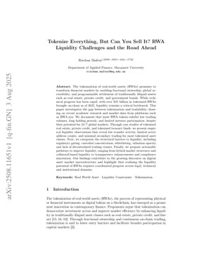 PDF文書カバー - 万物をトークン化できるが、売れるのか？ RWAの流動性課題を分析